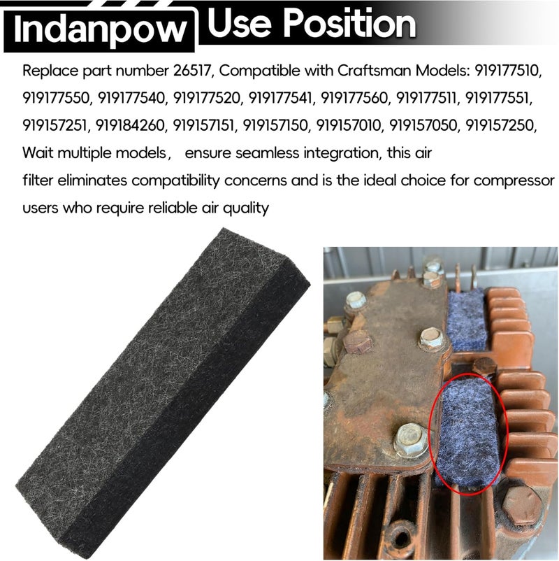 Indanpow فلتر هواء ضاغط الهواء 26517 لفلتر سحب ضاغط Craftsman DeVilbiss Porter Cable (عبوة 4)  - Image 4